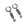 ∅15mm x 2,5mm Oorringen Unisex - RVS - 45mm Lange Oorbellen Hangende Ster - Handgemaakt