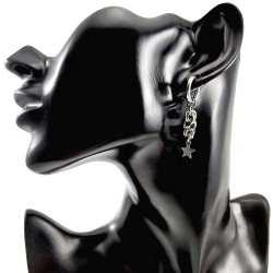 ∅15mm x 2,5mm Oorringen Unisex - RVS - 45mm Lange Oorbellen Hangende Ster - Handgemaakt