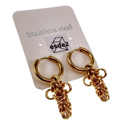 ∅17mm x 2,5mm Oorbellen Unisex - Verguld RVS - Byzantijnse Kruisoorbellen - Oorringen met Afneembaar Kruis - Handgemaakt