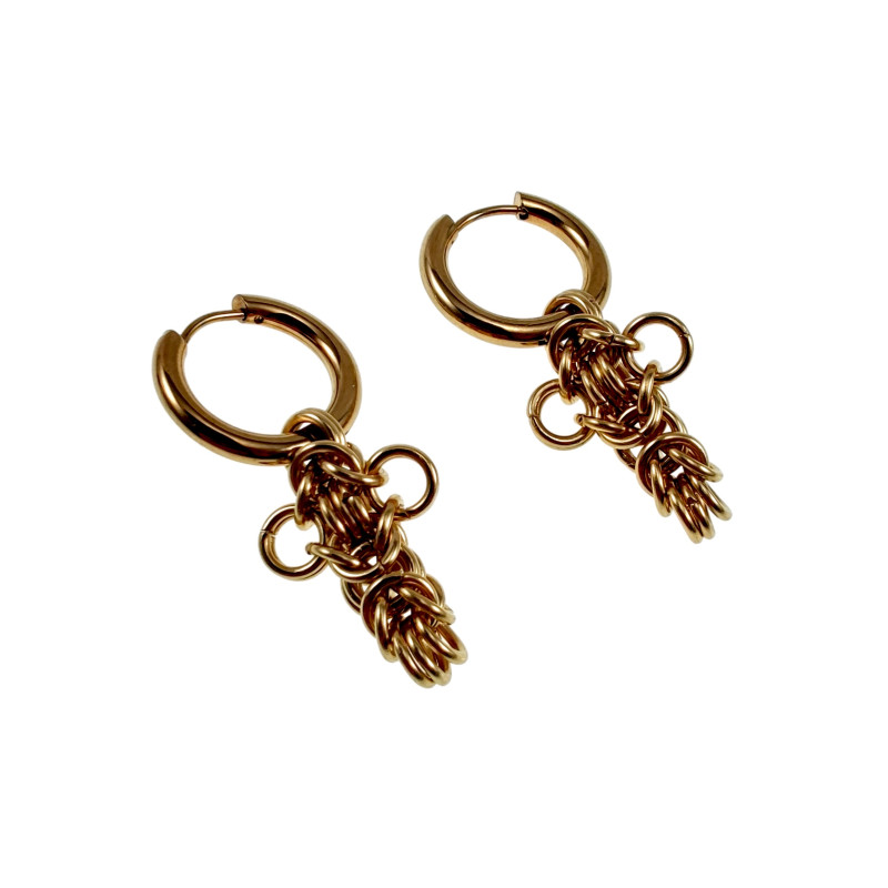 ∅17mm x 2,5mm Oorbellen Unisex - Verguld RVS - Byzantijnse Kruisoorbellen - Oorringen met Afneembaar Kruis - Handgemaakt