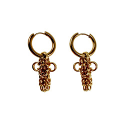 ∅17mm x 2,5mm Oorbellen Unisex - Verguld RVS - Byzantijnse Kruisoorbellen - Oorringen met Afneembaar Kruis - Handgemaakt