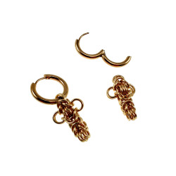 ∅17mm x 2,5mm Oorbellen Unisex - Verguld RVS - Byzantijnse Kruisoorbellen - Oorringen met Afneembaar Kruis - Handgemaakt