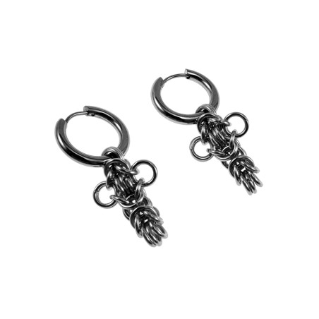 Gepolijst RVS Oorringen met Afneembaar Byzantijnse Kruis - Handgemaakt