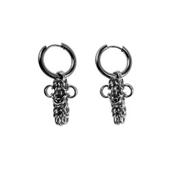 ∅17mm x 2,5mm Oorbellen Unisex - Gepolijst RVS - Byzantijnse Kruisoorbellen - Oorringen met Afneembaar Kruis - Handgemaakt