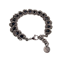 Unieke RVS Armband met Antraciet Kristallen - Handgemaakt Verstelbaar