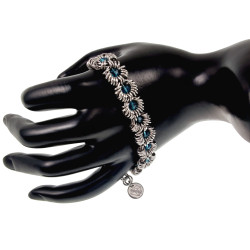 RVS Armband met Turquoiseblauw Kristallen - Handgemaakt  Verstelbaar