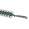 Dames Exclusieve Brede RVS Armband met Groene Kristallen Handgemaakt