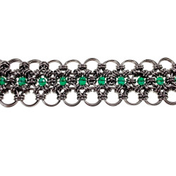 Dames Exclusieve Brede RVS Armband met Groene Kristallen Handgemaakt