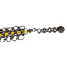 Exclusieve Brede RVS Armband met Amberkleur Kristallen Handgemaakt