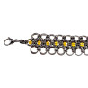 Exclusieve Brede RVS Armband met Amberkleur Kristallen Handgemaakt