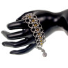 Exclusieve Brede RVS Armband met Amberkleur Kristallen Handgemaakt