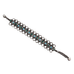 Brede Armband Dames - RVS - Armband met Turquoisegroen - Turquoiseblauw Kristallen - Handgemaakt - Verstelbaar 16cm tot 19cm