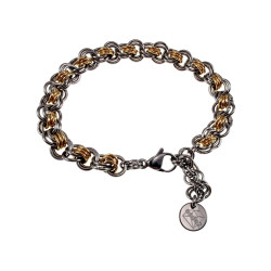 Armband Unisex - Tweekleurige RVS Ringarmband - Exclusieve Armband Handgemaakt door esde2 - Verstelbaar 16cm tot 19cm