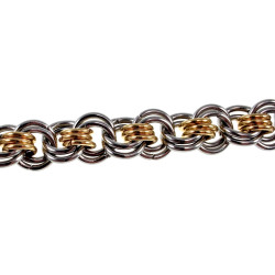 Armband Unisex - Tweekleurige RVS Ringarmband - Exclusieve Armband Handgemaakt door esde2 - Verstelbaar 16cm tot 19cm
