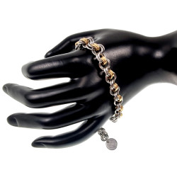 Armband Unisex - Tweekleurige RVS Ringarmband - Exclusieve Armband Handgemaakt door esde2 - Verstelbaar 16cm tot 19cm