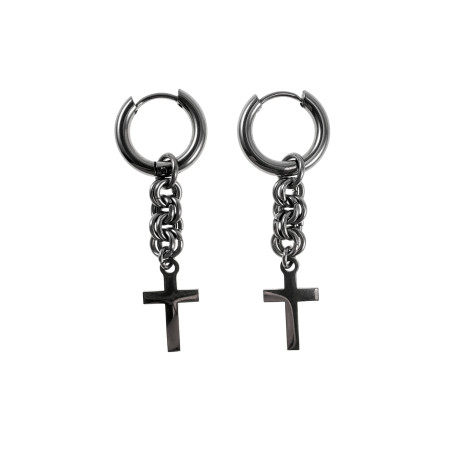 Unisex RVS Oorringen met Afneembaar Kruishanger Handgemaakt door esde2