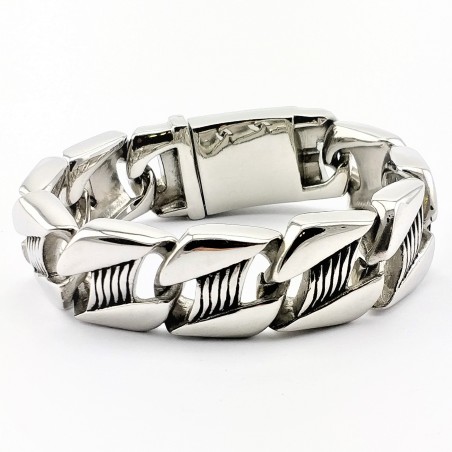 Gedetailleerde 316L Roestvrijstalen Schakelarmband