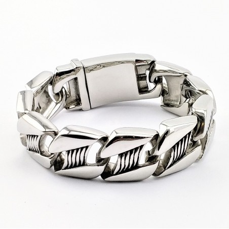 Gedetailleerde 316L Roestvrijstalen Schakelarmband