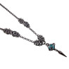 Dames RVS Ketting met Turquoise Kattenoog Steen en Speerpunt Hanger