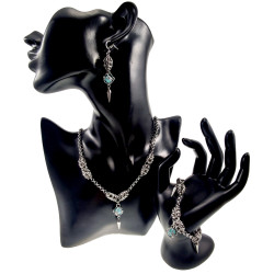 Dames RVS Ketting met Turquoise Kattenoog Steen en Speerpunt Hanger