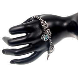 Dames RVS Armband met Turquoise Kattenoog Steen en Speerpunt Hanger