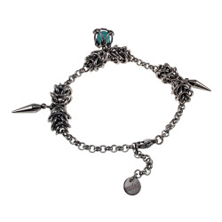 Dames RVS Armband met Turquoise Kattenoog Steen en Speerpunt Hanger