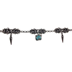 Dames RVS Armband met Turquoise Kattenoog Steen en Speerpunt Hanger