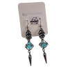 RVS Haakoorbellen met Turquoise Kattenoog Steen en Speerpunt Hanger