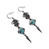 RVS Haakoorbellen met Turquoise Kattenoog Steen en Speerpunt Hanger