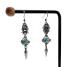 RVS Haakoorbellen met Turquoise Kattenoog Steen en Speerpunt Hanger