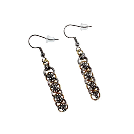 Bicolor RVS - Haakoorbellen met Keltisch Kettingpatroon - Handgemaakt