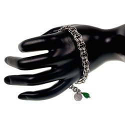 Dames RVS Celta Geweven Armband met Groene Chalcedoon Verstelbaar