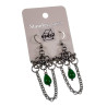 Dames RVS Levensboom Haakoorbellen met Ketting en Groene Chalcedoon