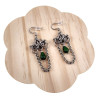 Dames RVS Levensboom Haakoorbellen met Ketting en Groene Chalcedoon