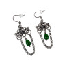 Dames RVS Levensboom Haakoorbellen met Ketting en Groene Chalcedoon