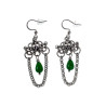 Dames RVS Levensboom Haakoorbellen met Ketting en Groene Chalcedoon