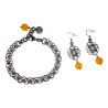 RVS Armband met Celtisch Gewevenschakels en Amber Kattenoog Handgemaakt