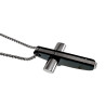 Uniseks Jasseron Ketting met Kruishanger en Zirkonia RVSl & Zwart PVD