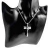 Uniseks Jasseron Ketting met Kruishanger en Zirkonia RVSl & Zwart PVD