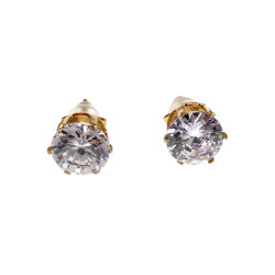 Unisex 8mm Oorknoppen met Fonkelende Zirkonia -  Goudkleur RVS