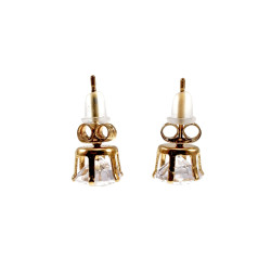 Unisex 8mm Oorknoppen met Fonkelende Zirkonia -  Goudkleur RVS