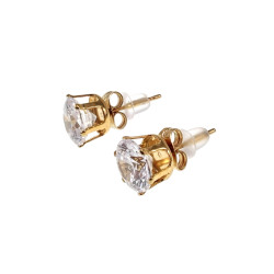 Unisex 8mm Oorknoppen met Fonkelende Zirkonia -  Goudkleur RVS
