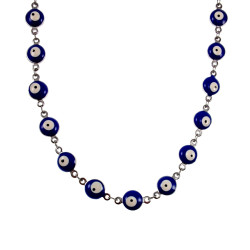 Dames RVS Symbolische Ketting met 8mm Blauw  Turkse Oog - Verstelbaar