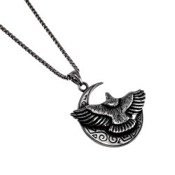 60cm x 3mm RVS Jasseron-Ketting + Grote Adelaar Hanger Unisex