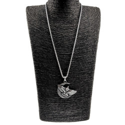 60cm x 3mm RVS Jasseron-Ketting + Grote Adelaar Hanger Unisex