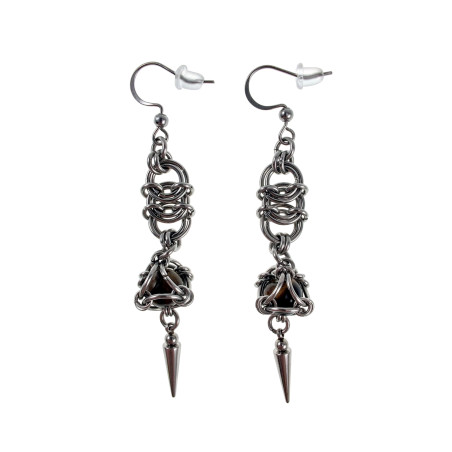 76mm RVS Oorbellen met Tijgeroog en Spikehanger - Exclusief van esde2