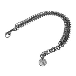 Unisex Brede RVS  Armband met Geweven Ringen - Verstelbaar 16 tot 19cm