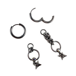 Unisex RVS Oorringen met Asymmetrische Hangers Handgemaakt door esde2