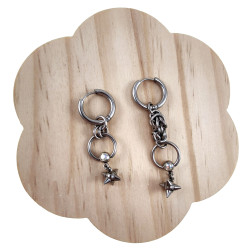 Unisex RVS Oorringen met Asymmetrische Hangers Handgemaakt door esde2