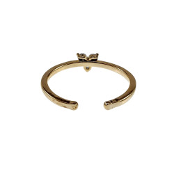 Gold Plated - 16 tot 17mm Verstelbare Ring met Drie Blauwe zirkonia's
